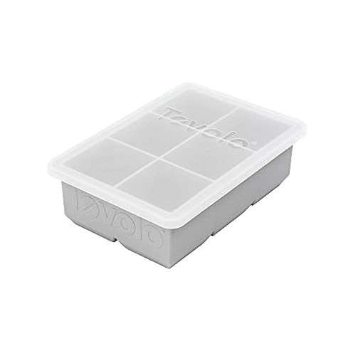 Image of Tovolo Large 2” King Cube Ice Tray with Lid Oyster Gray Ice Cube Trays for Whiskey Cocktails Smoothies, Big Square Ice Cube Mold Silicone Freezer Tray for Perfect Cubes BPA Free Dishwasher Safe