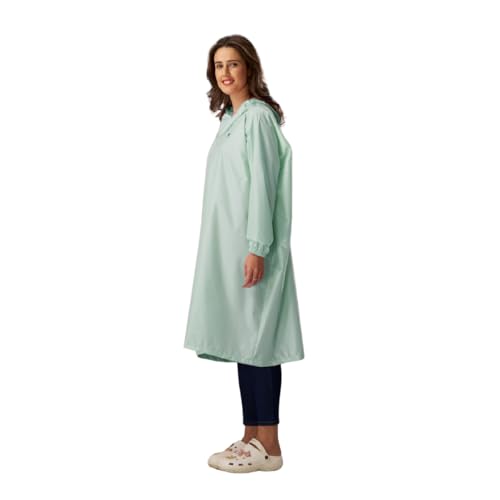 Image of ZEEL Unisex Outdoor Rain Poncho for Adult, Waterproof, Lightweight & Packable, Polyester Pullover Full Sleeves Hooded Rainwear, Raincoat for Camping, Hiking, Travelling (AZ33, Free Size, Mint)