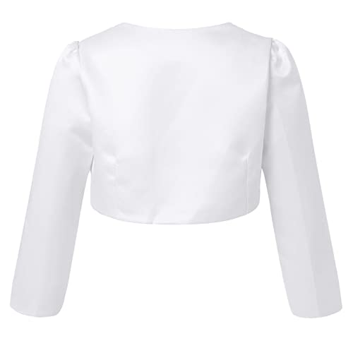 Kids Flower Girls Long Sleeve Floral Embroidery Bolero Shrug Princess Dress Cover Up Short Cardigan2