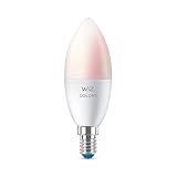 WiZ Tunable White and Color LED Lampe, E14, dimmbar, warm- bis kaltweiß, 16 Mio. Farben, 470 lm, 40W, smarte Steuerung per App/Stimme über WLAN