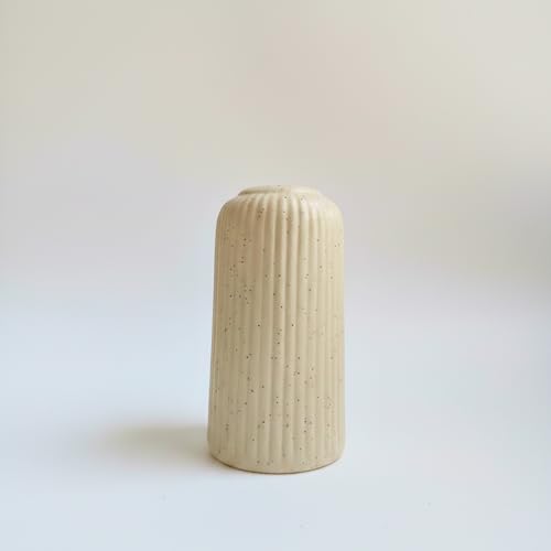 Image of KREATIVE ART'S Modern Ribbed Design Ceramic Flower Vase for Living Room, Flower Pots for Artificial Flower, Home Decoration Item, Home Decor, Vases for Living Room (Texture White, Small)