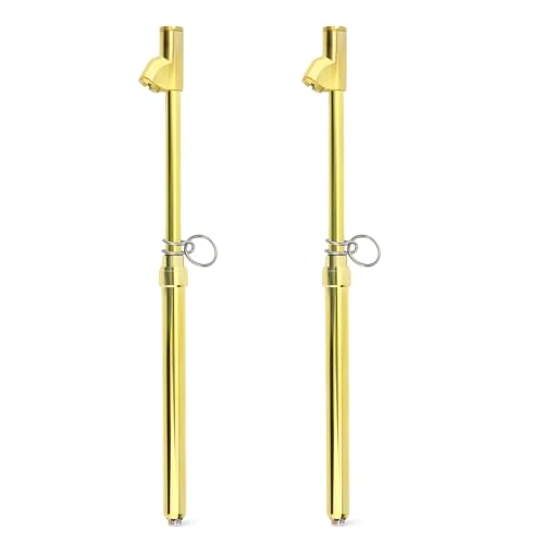 Image of MEANLIN MEASURE 2PCS Gold Double Straight Type Tire Pressure Gauge, Dual Head Air Pressure Gauge, Pressure Range 10-150 Psi (Suitable for Trucks, etc.)