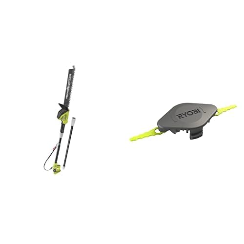 RYOBI - Taille-Haie Électrique sur Perche sans Fil à Batterie 18V One+ - Lames 45cm - Livré avec 1 Fourreau, 1 Harnais, 1 Extension - OPT1845 & Tête Double Lames Dentelées (+10 Lames)