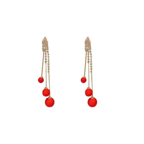 Boucles d'oreilles perles rouges longues à porter pour illuminer vos soirées