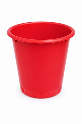 Image of 15L Red Plastic Waste Bin, Multi-Purpose Rubbish Bin for Home, Office, Bedroom