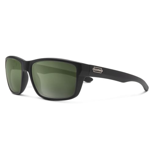 Image of Suncloud Mayor Polarized Sunglasses - 100% UV Protection - Comfortable Fit, Trendy Design - for Men & Women - Black + Polarized Gray Green Lenses