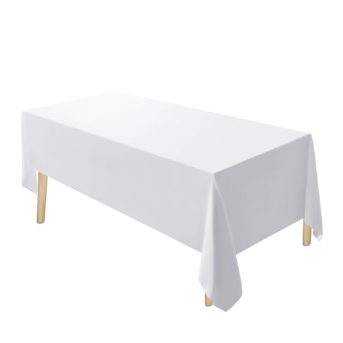 UBICON Premium Cotton Blend Tablecloth - Durable, Wrinkle-Resistant, Shape-Retaining - Versatile & Elegant for Any Occasion (1, White, 60" x 102") by UBICON - Used condition - US$10.73