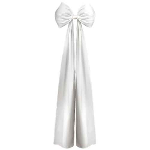 Christmas Tree Topper Bow 19.7X46.1 Inch Soft Long Tails Decorative Ribbon Bow For Tree, Party, Wall, Door And Holiday Christmas Decorations White