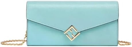FENDI FF Diamonds Light Blue Leather Continental Wallet on Chain New image 5