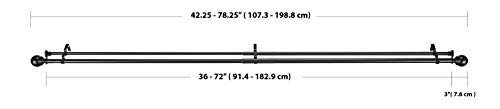 AmazonBasics 1" Extendable Round Finials Set Double Curtain Rod, 36" to 72", Black