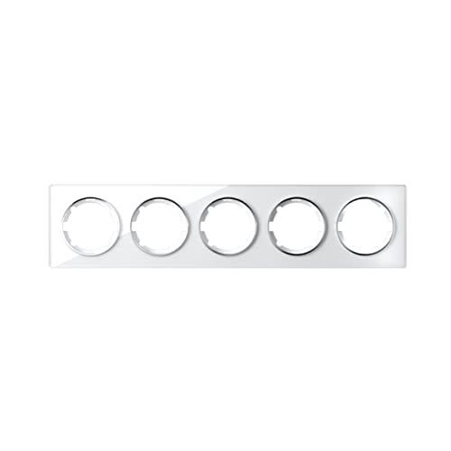 Cadre de protection en verre interrupteur 5 prises horizontal encastré blanc mat