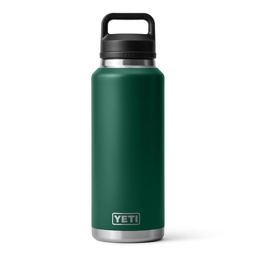 YETI Rambler 46 oz Bottle, Leakproof, Vacuum Insulated, Stainless Steel with Chug Cap, Black Forest Green