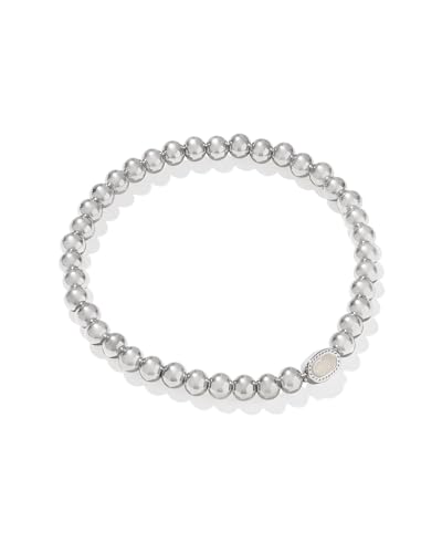 Kendra Scott Mini Elaina Stretch Bracelet in Iridescent Drusy, Rhodium-Plated Brass, Fashion Jewelry for Women