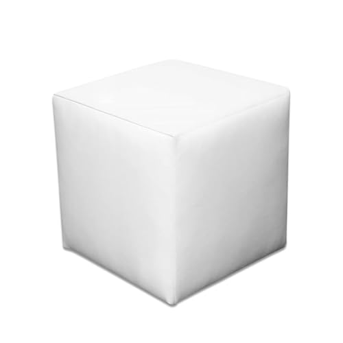 Best For Home Blanc Cube Pouf | Coussin de Sol en Simili Cuir 40 x 40 x 40 | Pouf Confortable pour Salon | Repose-Pieds pour Canapé et Lit | Pouf Tabouret de...
