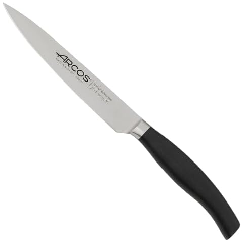 ARCOS Forged Vegetable Knife 5 Inch Stainless Steel 130 mm blade. Professional Knife for Peeling Fruits and Vegetable. Ergonomic Polyoxymethylene POM Handle. Series Clara. Color Black Cover