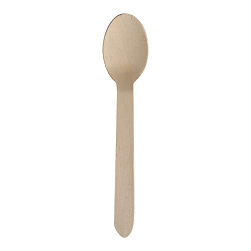 ABENA Gastro-Line 16cm Wooden Disposable Spoons, The Eco-Labelled Wooden Cutlery Choice for your Disposable Cutlery, 100% Compostable Birchwood from Certified Ethical Forests (Pack of 100)