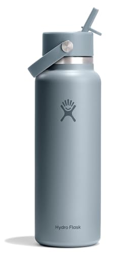 Image of Hydro Flask Water Bottle - Insulated Stainless Steel - Wide Straw Lid, Non Spill, Leakproof in 40 Oz Shale Gray