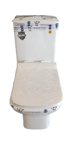 Image of Toris One-Piece Rimless Western Toilet, S-Trap | 27.5 x 13.5 x 29 inches | White Glossy Finish, Siphonic Flushing System | Includes Soft-Close Seat Cover | Floor Mounted Western Commode