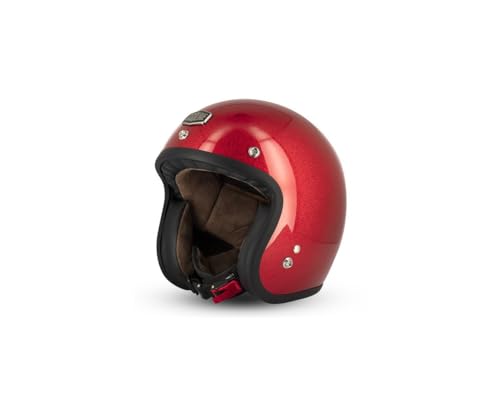 Casque jet cafe racer S250 rouge finition pailletée éclatante taille S