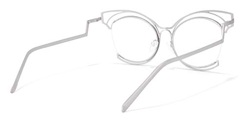 Image of Voogueme Vooglam Oversize Cat Eye Non Prescription Glasses with HD Clear Lens for Women in Black Metal Frame Maggie GM0340