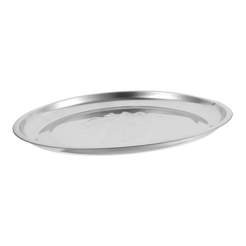 iplusmile Piatto Ovale in Acciaio Inox Spesso 32 Cm, Resistente al Calore e Multifunzione, Vassoio da Portata per Pesce al Vapore e Spuntini, per Uso Domestico e Barbecue