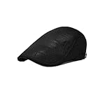 HAYGEM Schiebermütze Herren Mesh Atmungsaktiv, Flatcap Herren Sommer Verstellbar, Baskenmütze Gorra de Repartidor Schwarz, Unisex Kappe für Wanderungen, Jogging, Bergsteigen und Urlaub