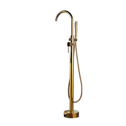Mitigeur îlot baignoire laiton brossé et douchette style rétro chic