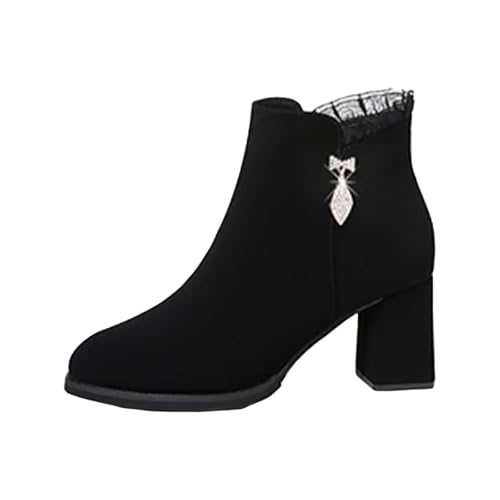 Bottes de cowboy en PU avec talon bloc stable, chaussures mi-mollet grand confort