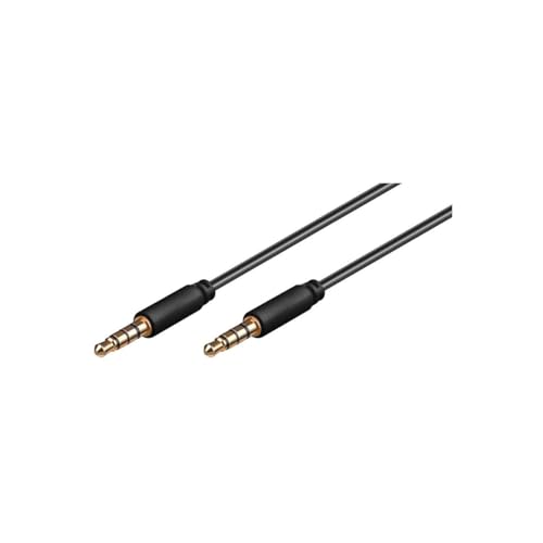 goobay 63828 AUX Cable, Audio Cable, Connection Cable, Jack Cable, Jack 3.5 mm Male (4-Pin, Stereo) > Jack 3.5 mm Male (4-Pin, Stereo), 4-Pin 1.5 m, Black
