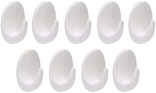 9 Pcs Wall Hooks Hold 1KG Heavy Duty Wall Hook White Self Adhesive Hooks for Bathroom Kitchen Hanging Coat Cloth Towel Robe