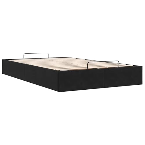 Vidaxl Struttura Letto Pouf Senza Materasso Nero 120X190 Cm Velluto, Giroletto Con Contenitore, Imbottito, Singolo Pouf, Pouf Giroletto, Sottoletto - 9