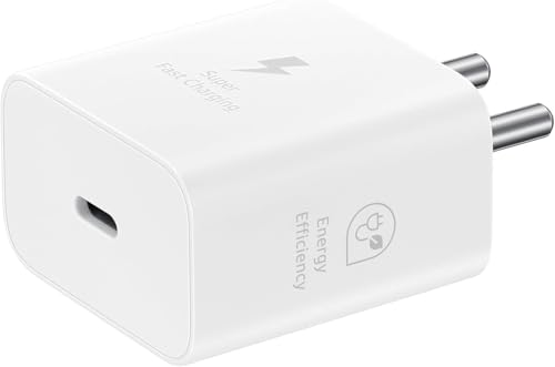Image of 25W Original Charging Adapter Compatible with Samsung Devices S25 /S25 Plus /M36 /F36 /M35 /A35 /F35 / A14 /A15 /M15 /M05 /F15 /S21 /S23 fe /M14 /Z Fold 7 & Other, White (Only Adapter)