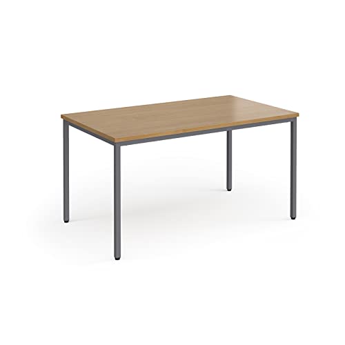 Image of Flexi 25 rectangular table with graphite frame 800mm deep, 1400, Oak