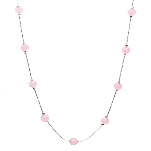 Collier en quartz rose véritable et chaîne en argent sterling, fini les bijoux qui ternissent