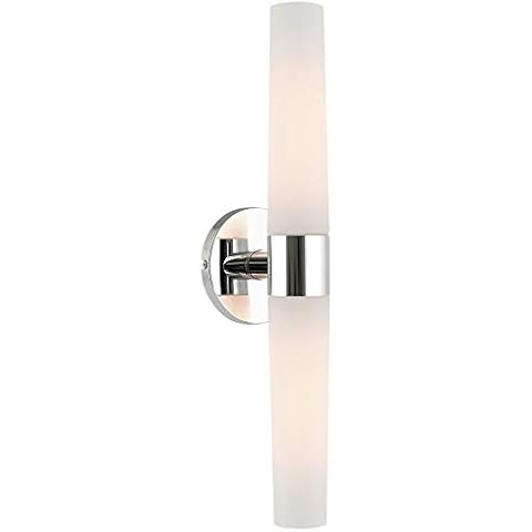 Kira Home Duo 21" Modern 2-Light Wall Sconce with Frosted Opal Glass Shades, for Bathroom/Vanity, Chrome Finish Cover
