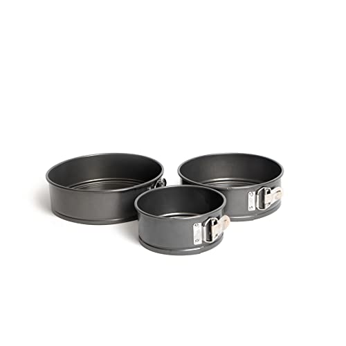 MasterClass Non-Stick Spring Form Loose Base Cake Pan Bundle, Includes 3 Round Tins, Sizes 15cm, 20cm and 23cm