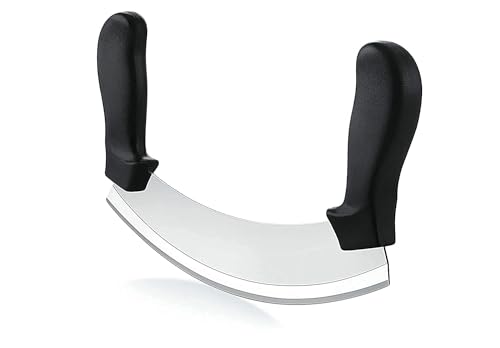 Image of UPDESH Pizza Cutter - Pizza Slicer - Mezzaluna /Mincing Knife - Double Handle Ideal for Mincing, Dicing, Chopping & Slicing (1)