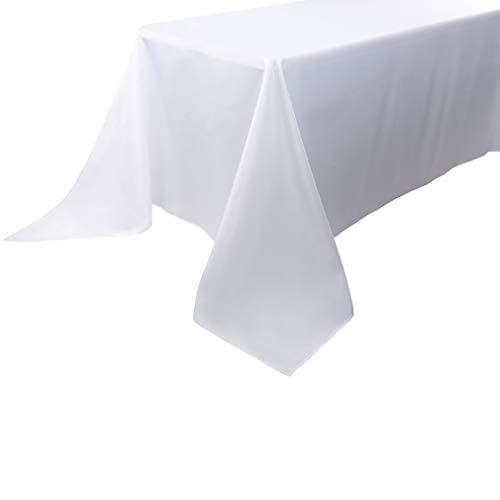 Waysle Rectangle Tablecloth - 90 X 156 Inch - White Rectangular Table Cloth For 8 Foot Table In Washable Polyester - Great For Wedding, Restaurant, Party, Banquet Decoration #TOP2