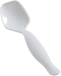 Pack of 5 Heavy Duty Hard Plastic Serving Spoons Reusable - 22cm (8.5") - White