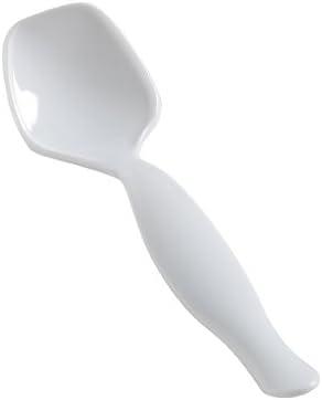 Pack of 5 Heavy Duty Hard Plastic Serving Spoons Reusable - 22cm (8.5") - White