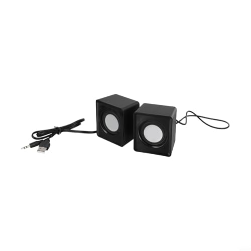Zeroupshop Enceinte portable USB stéréo filaire avec câble auxiliaire de 3,5 mm, audio de bureau compact en ABS, pour PC, ordinateur portable, son surround immersif, blanc (noir)
