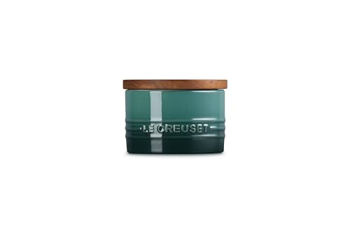 Image of Le Creuset Signature Small Salt Cellar and Storage Canister with Wood Lid, 7 oz., Artichaut