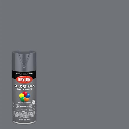 Image of Krylon K05539007 COLORmaxx Spray Paint and Primer for Indoor /Outdoor Use, Gloss Smoke Gray, 12 Ounce (Pack of 1)