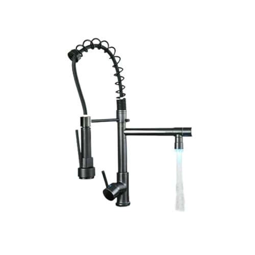 Robinet de cuisine à LED avec douchette extractible et double buse pour évier - 2