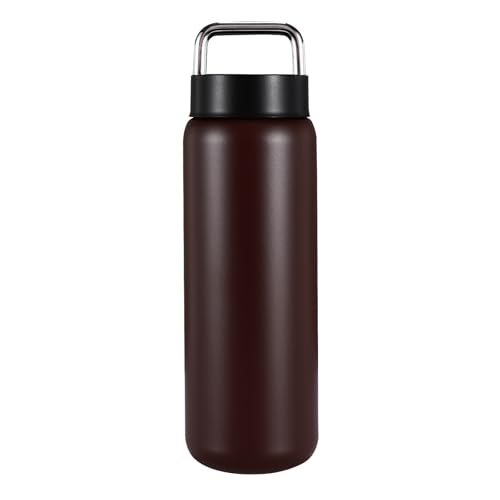 DEQIANG Insulated Water Bottle with Handle – 24H Hot/12H Cold Vacuum Insulated Tumbler, Sweat-Proof & Leak-Proof Lid for Workouts, Hiking & Daily Use (Coffee, 24 oz)