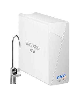 Waterdrop X8-Alkaline Mineral pH+ Tankless Reverse Osmosis System, NSF/ANSI 42&58&372 Certified, 800 GPD RO Water Filter, 10-Stage Filtration UnderSink RO System, 2:1 Pure to Drain, BPA Free