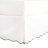 HIG Off White Chic King Bed Skirt - Easy Fit Scallop Edge Pleated Bedskirts, 14 Inch Drop Anti-Slip Dust Ruffle, Thick Fabric for Enhanced Privacy, Pre-Washed for Long-Lasting Use(N60022)