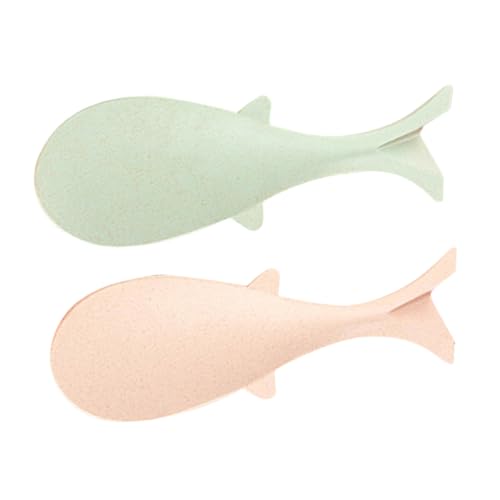 MUCKLILY 2Pcs Fish Shaped Nonstick Rice Spoon Stand Up Kitchen Utensils for Family Meals Creative Rice Paddle with Whimsical Design and Easy to Clean