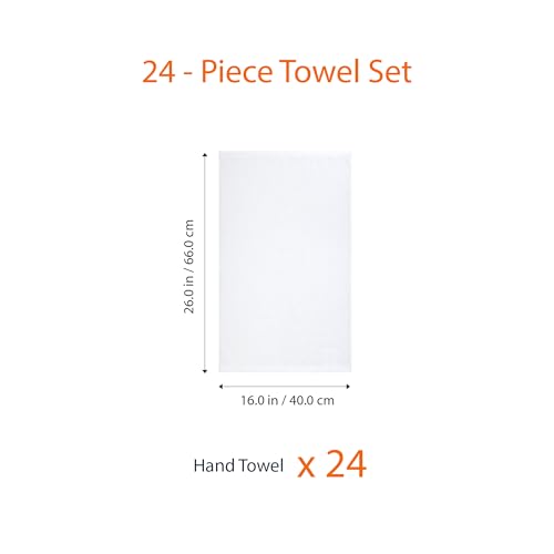 Amazon Basics Soft and Thick Cotton Hand Towels for Gym, Quick Drying, 16 x 26 in, White, 24-Pack by Amazon Basics - Image 3