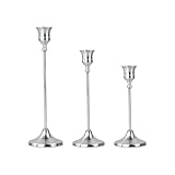 Hxcioy A Set of 3 Silver Candle Holders, Cone-Shaped Retro Candle Holders, Suitable for Home Decoration, Weddings, Dinners, Parties, Anniversaries